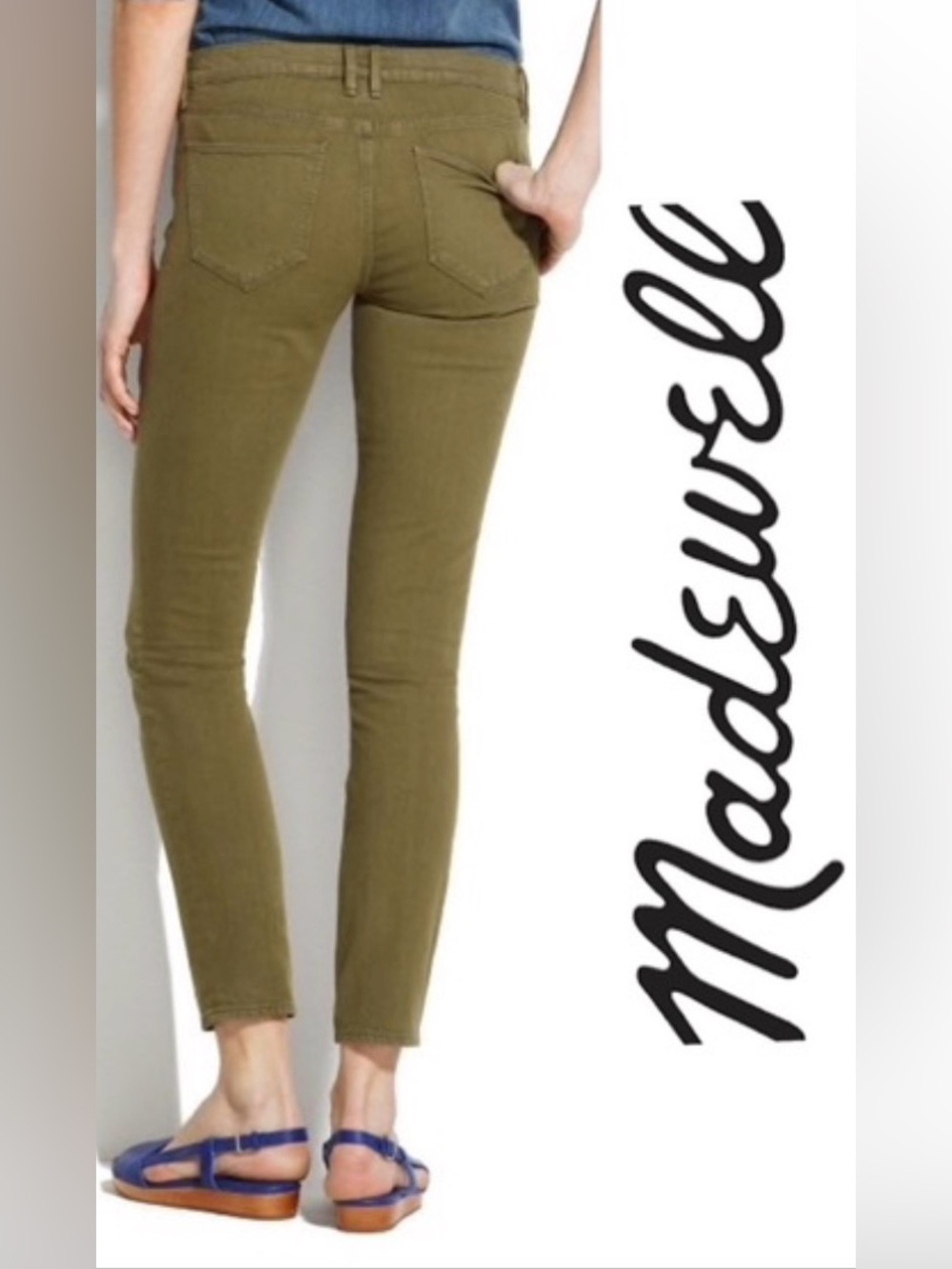 Madewell 10” High-Rise Skinny Jean in Olive Green Sz 28
